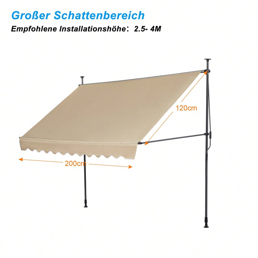 CLIPOP 2 X 1.2 M Standing Manual Awning Patio Awning Gazebo Canopy