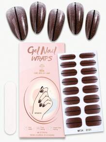 Beauty Sticker 16 件半固化凝胶指甲贴，红色指甲闪光线渐变自粘指甲全贴，适用于任何紫外线灯，光泽半透明，适合女性 DIY 凝胶指甲贴纸 - 紅色 - 查看 1