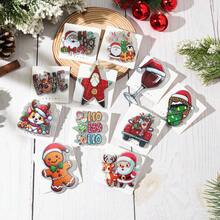 1 chiếc trâm cài áo hình ông già Noel tuần lộc nhiều màu cho nữ, huy hiệu thiết kế độc đáo hình chú chó con bánh gừng và ly rượu, món quà Giáng sinh hoàn hảo - Nhiều màu - Xem 11