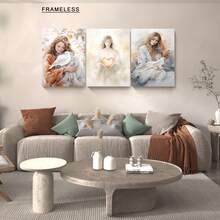 3pcs Bible Story Frameless Wall Art Set, Christmas Poster Combo, Vintage Portrait & Landscape Paintings, Modern Canvas Printing, Perfect For Bedroom & Living Room Decor, Unframed - 10 - View 3
