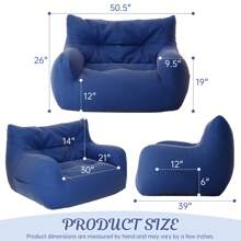 JOYRACER Oversized Bean Bag Chair For Adults, 2-Seater Loveseat Sofa, Bean Bag Couch With Filler Giant Living Room Bean Bag Chair With Pocket, Big Lazy Sofa Accent Chair For Gaming, Reading(Beige/Gray/Pink/Royal Blue) - 寶藍色 - 查看 7