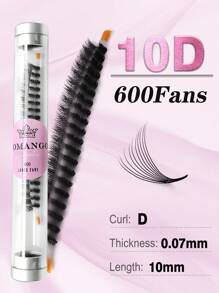 CoMango 600fans 预制卷睫毛延长 手工制作天然长茎睫毛 3D/6D/10D/12D/14D/16D 8-15mm 仿貂毛睫毛延长 睫毛簇、睫毛簇、单根睫毛、睫毛、假睫毛 - D - 查看 13
