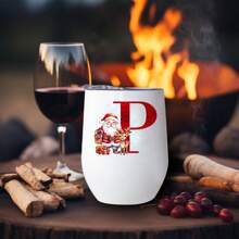 1 pieza Taza de café/té de acero inoxidable con forma de huevo de 12 onzas, con estampado de Papá Noel y renos, de doble pared aislada, con tapa, un gran regalo de Navidad para familiares y amigos