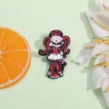 1pc Dark Cute Girl Badges, Embellish Your Personalized Outfit Dress Accessories Pin For Clothes Bag Charm School
