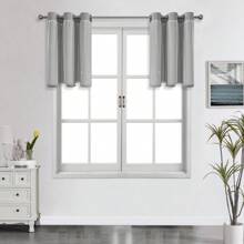 2 Panel Blackout Curtains With Star Cutout, Room Darkening Solid Color Curtains, Double Layer With Lace Decoration, Suitable For Bedroom, Girls Room And Living Room - Light Grey - View 24