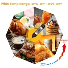 1 pieza Termómetro digital TP-101 para carne para cocinar alimentos, cocina, barbacoa, sonda, mantequilla, leche, líquido, medición de temperatura del horno, para grandes cocinas de restaurantes, sensor de temperatura digital, indicador (batería incluida)