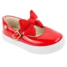 Doll Shoes Bow Girl Children's Bridesmaid Wedding Baptism Comfortable - 紅色 - 查看 1