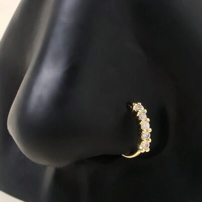 Women's Cubic Zirconia Fake Nose Ring Copper Round Faux Cartilage Ear Nose Piercing Body Jewelry