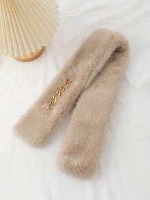 1 chiếc khăn quàng cổ mềm mại, dễ thương, màu trơn tối giản, dây xích vàng, dành cho nữ, mùa thu/đông - Nhiều màu - Xem 7