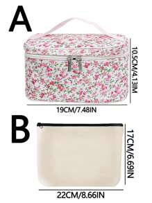 1 pieza Bolsa de cosméticos, Bolsa de maquillaje para viaje, hogar, escuela, dormitorios, artículos esenciales, gran capacidad, para mujeres, almacenamiento de maquillaje y artículos de tocador, embrague multifuncional, bolsa de aseo unisex