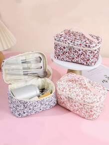 1 pieza Bolsa de cosméticos, Bolsa de maquillaje para viaje, hogar, escuela, dormitorios, artículos esenciales, gran capacidad, para mujeres, almacenamiento de maquillaje y artículos de tocador, embrague multifuncional, bolsa de aseo unisex