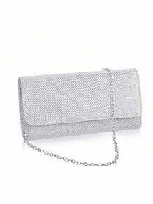 Bolsa Elegante e Versátil de Moda Feminina, Bolsa de Ombro com Corrente, Bolsa para Vestido de Noite, Conjunto de Joias de Luxo com Borla e Strass Incluindo Colar, Brincos, Pulseira, 4 Peças/Conjunto