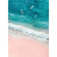 1pc Roze Strand Oceaan Canvas Kunstwerk Poster HD Afdrukken Surf Kokosnoot Boom Nordic Wandkunst Foto Woonkamer Slaapkamer Woondecoratie Geen Lijst