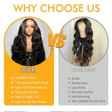 Tóc giả Body Wave Lace Front Tóc thật 13x4 HD Tóc giả ren trong suốt phía trước Tóc thật cho phụ nữ Tóc giả Brazil Virgin 180 Mật độ không keo Tóc thật được nhổ sẵn với tóc con Màu đen tự nhiên - màu đen - Xem 7
