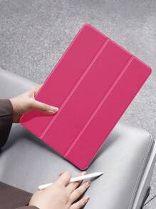 1PC Rose Pink Plain Protective Case, Transparent Acrylic Crystal Back Cover Protective Shell, Compatible With Ipad 10.2-Inch 2021/2020 (IPad 9th/8th Gen), Galaxy Tab A8 10.5-Inch 2022, Matepad 10.4, Tab, Tablets, With Pen Holder, Folding Function, And Auto Sleep/Wake Support - Multicolor - View 2