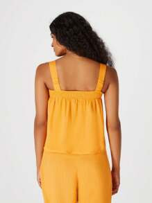 Cropped Tank Top With Straps And Straight Neckline - HERING - 橘色 - 查看 2