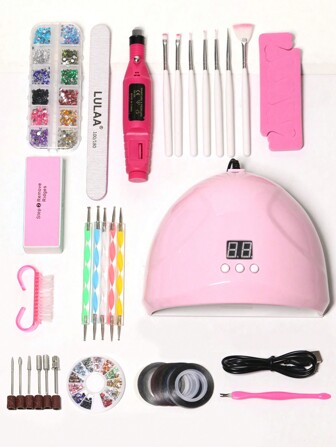 22 piezas Esmalte de uñas lámpara & Manicura Pluma & Set lima de uña