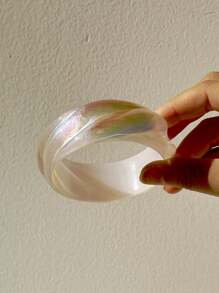 1 pieza Brazalete de resina transparente y asimétrico, nueva joyería glamorosa para mujeres, regalo elegante y de moda vintage