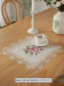 1 tấm vải lanh polyester thêu ren cắt trang trí, thích hợp cho nhà bếp, bàn ăn, bàn làm việc, bàn trang điểm, trang trí nhà cửa, phòng khách, phòng ngủ, ngoài trời, tiệc tùng, ngày lễ, đám cưới - Nhiều màu - Xem 4