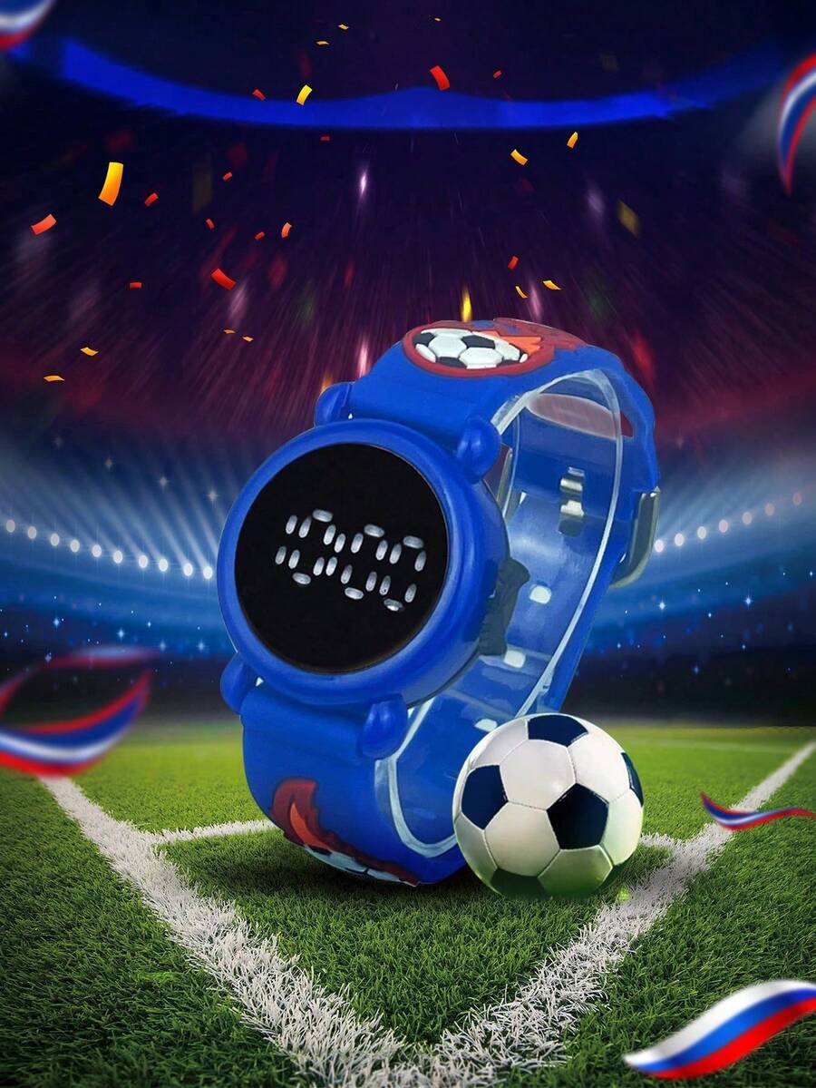1 Đồng hồ đeo tay kỹ thuật số LED họa tiết bóng đá thể thao dành cho trẻ em, thích hợp làm quà tặng ngày lễ và sinh nhật - Nhiều màu - Xem 1