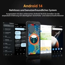 OUKITEL Smartphone resistente desbloqueado WP32, pantalla de 6", 16GB (4+12 expandible) RAM + 128GB ROM, batería de 6300mAh, cámara de 20MP, Android 14, teléfono móvil 4G Dual SIM, OTG, NFC, GPS (para versión europea) - Negro - Ver 4