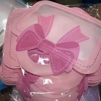 Pack Of 12/6 Bow-Shaped Party Favor Bags, Plastic Gift Tote For Birthday, Candy &Cookie Packaging -Assorted Colors (Red, Pink, Blue) Back To School Valentine's Day