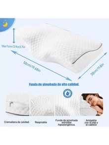 Almohada Ortopedica Memory Foam Cervical Viscoelástica - Blanco - Ver 3