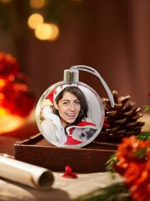 1 pieza Adorno de Navidad personalizado con foto, adorno de Navidad con imagen personalizada, forma redonda, accesorio colgante de decoración conmemorativa, decoración de escena, decoración de habitación, decoración del hogar, decoración de fiesta navideña, decoración navideña, mejor regalo para Navidad y vacaciones, regalo para papá/mamá/ella/él/novia/novio/mascotas, regalo de cumpleaños para parejas, regalo de boda, regalo de aniversario, regalo de inauguración de casa