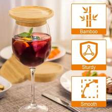 1/4PCS Bamboo Wine Glass Charcuterie Topper Board Round Appetizer Plates And Coasters For Wine Glasses - Ideal For Party, Bar, Restaurant, Family Gatherings Bamboo Wine Glass Coasters, Charcuterie Board Topper For Appetizers And Drinks, For Outdoor, Camping
