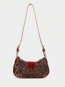 Regalo navideño Estilo retro Maillard de 2025 Chica sexy Y2K con estampado de leopardo en el hombro