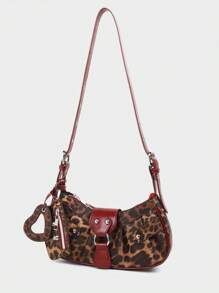 Regalo navideño Estilo retro Maillard de 2025 Chica sexy Y2K con estampado de leopardo en el hombro