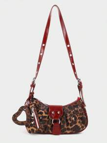 Regalo navideño Estilo retro Maillard de 2025 Chica sexy Y2K con estampado de leopardo en el hombro