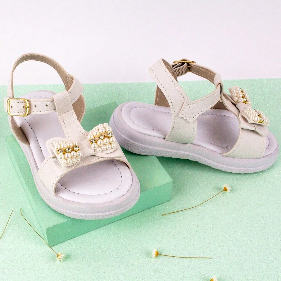 Girls' Shiny Metallic Rhinestones Tractor-Shaped Party Sandals For Delicate Girls - 米色 - 查看 1