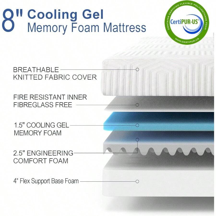 Memory Foam Mattress, Gel Foam Mattress With Breathable Cover, Bed In A