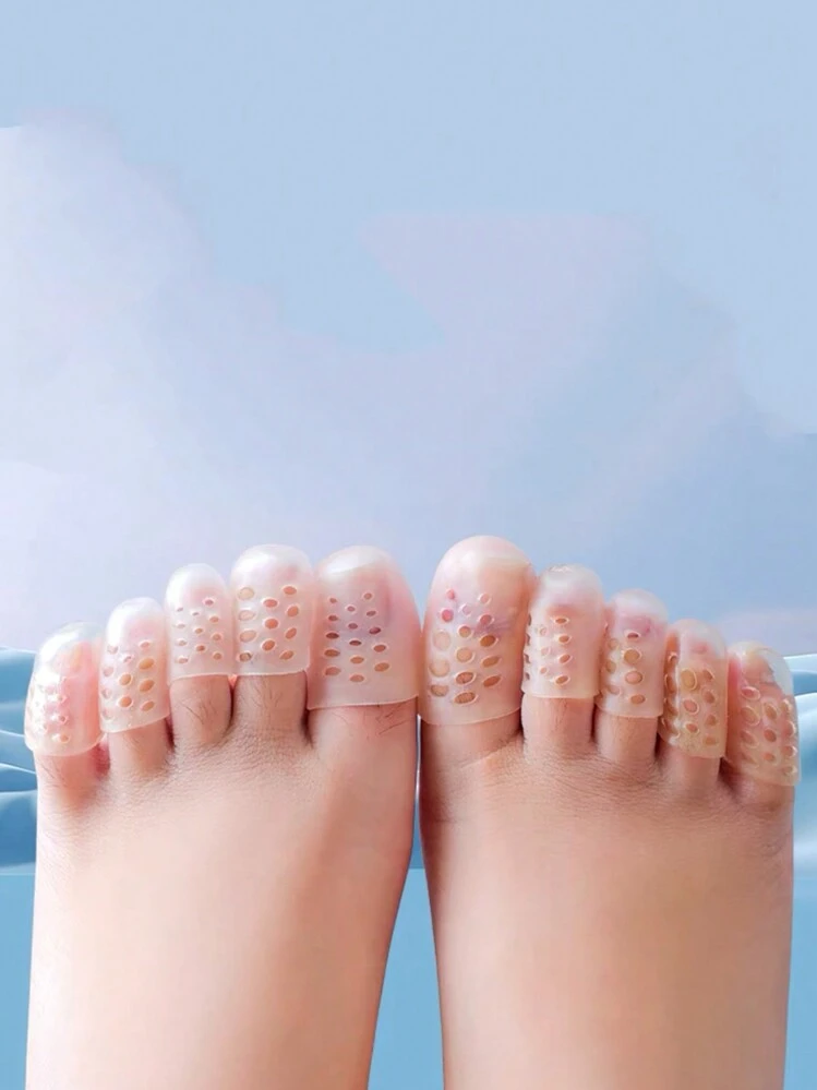 10 pezzi/20 pezzi Nuovi copritoe in silicone per anti-attrito, protezione delle dita dei piedi, sollievo per le articolazioni delle dita dei piedi, cuscinetti per la cura dei piedi per uso all'aperto, sport, viaggi, casa, ufficio, scuola, idee regalo - Trasparente - Visualizzare 6