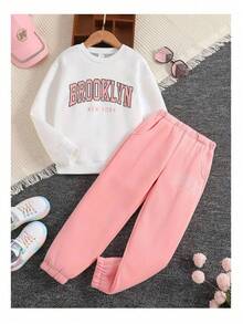 Brooklyn Letter Print Winter Outfit - Pink - View 2