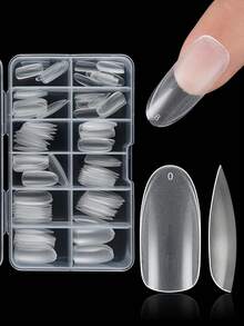 120 cái/hộp Gel mềm X Đầu móng tay Đầu móng tay Acrylic nửa lì cỡ trung Móng tay giả màu hạnh nhân Ấn vào móng tay để thiết kế nghệ thuật làm móng Dụng cụ làm móng cho nghệ thuật làm móng DIY - Trong sáng - Xem 11