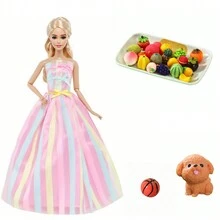 11.5" Fashion Doll Tulle Princess Dress - Elegant Strapless Wedding & Casual Wear, Pet Dog, Pet Ball, 1pc Random Fruit Accessory (Doll Not Included) - 11.5 Inch Doll Accessories - View 15