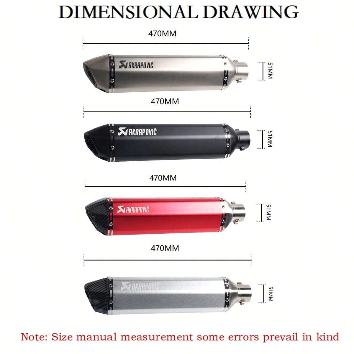 1pc 470mm Stainless Steel Motorcycle Exhaust Pipe, Single/Dual Port