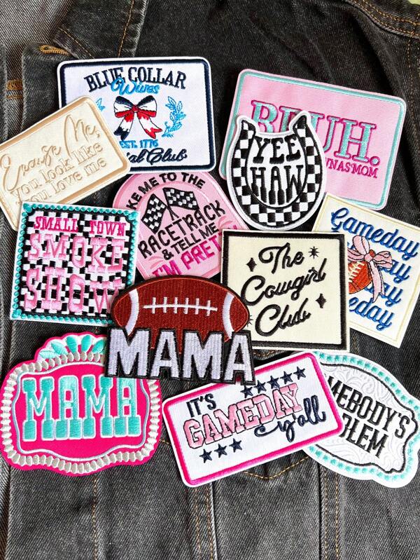 Parches bordados con diseños occidentales de moda para el día del juego, para gorras de camionero, vaqueros, camisas, chaquetas y bolsos. Parches decorativos con letras divertidas y de moda para accesorios de ropa DIY