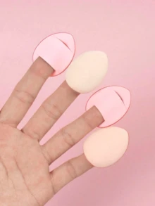 10 个手指气垫粉扑，带气垫粉扑、无乳胶混合海绵和化妆扑，适用于粉底液、粉饼、遮瑕膏。适合所有皮肤类型。 - 彩色 - 查看 1
