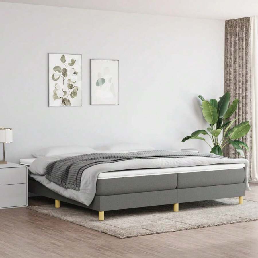 VidaXL Bed Frame Without Mattress Dark Grey 200x200 Cm Fabric