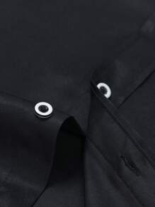 Audmroton Men's Banded Collar Dress Shirts Long Sleeve Button Down Mandarin Collar Versatile Shirt Solid Shirt With Pocket - 黑色 - 查看 7