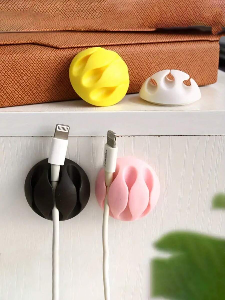 1pc Desktop Cable Organizer Clip - Organizes Cluttered Mobile Phone Cables, Efficient Charger Line Management, Compact Winder Design - Perfect For Home Office Organization, Essential Desktop Supplies For A Clutter-Free Workspace - Multicolor - View 1