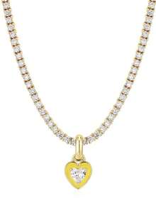 1 chiếc vòng cổ tình yêu bằng đá Cubic Zirconia màu hồng nhiều màu mới dành cho nữ Dây chuyền thép titan Trang sức kim loại thời trang cổ điển - tình yêu lãng mạn - Xem 11