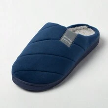 Cozy Cotton Lined Slippers For Men - Warm Winter Indoor Bedroom Shoes With Soft Fuzzy Upper, Anti-Slip Sole, And Plush Comfort - Perfect For Cold Weather, Home Lounging, And Gift Giving - 藏蓝色 - 查看 2