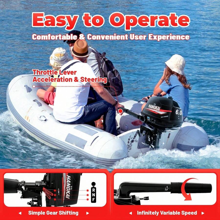 2Stroke 6 Horsepower Outboard Motor Boat Marine Engine Water Cooling