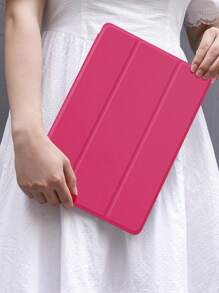 1PC Rose Pink Plain Protective Case, Transparent Acrylic Crystal Back Cover Protective Shell, Compatible With Ipad 10.2-Inch 2021/2020 (IPad 9th/8th Gen), Galaxy Tab A8 10.5-Inch 2022, Matepad 10.4, Tab, Tablets, With Pen Holder, Folding Function, And Auto Sleep/Wake Support - Multicolor - View 4