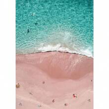 1pc Roze Strand Oceaan Canvas Kunstwerk Poster HD Afdrukken Surf Kokosnoot Boom Nordic Wandkunst Foto Woonkamer Slaapkamer Woondecoratie Geen Lijst