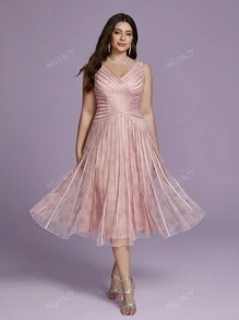 Vestido de noite plus size com decote em V, estampado, malha, cordão, bainha alta e baixa, vestido de festa, vestido de convidado de casamento, vestido formal, vestido de noite